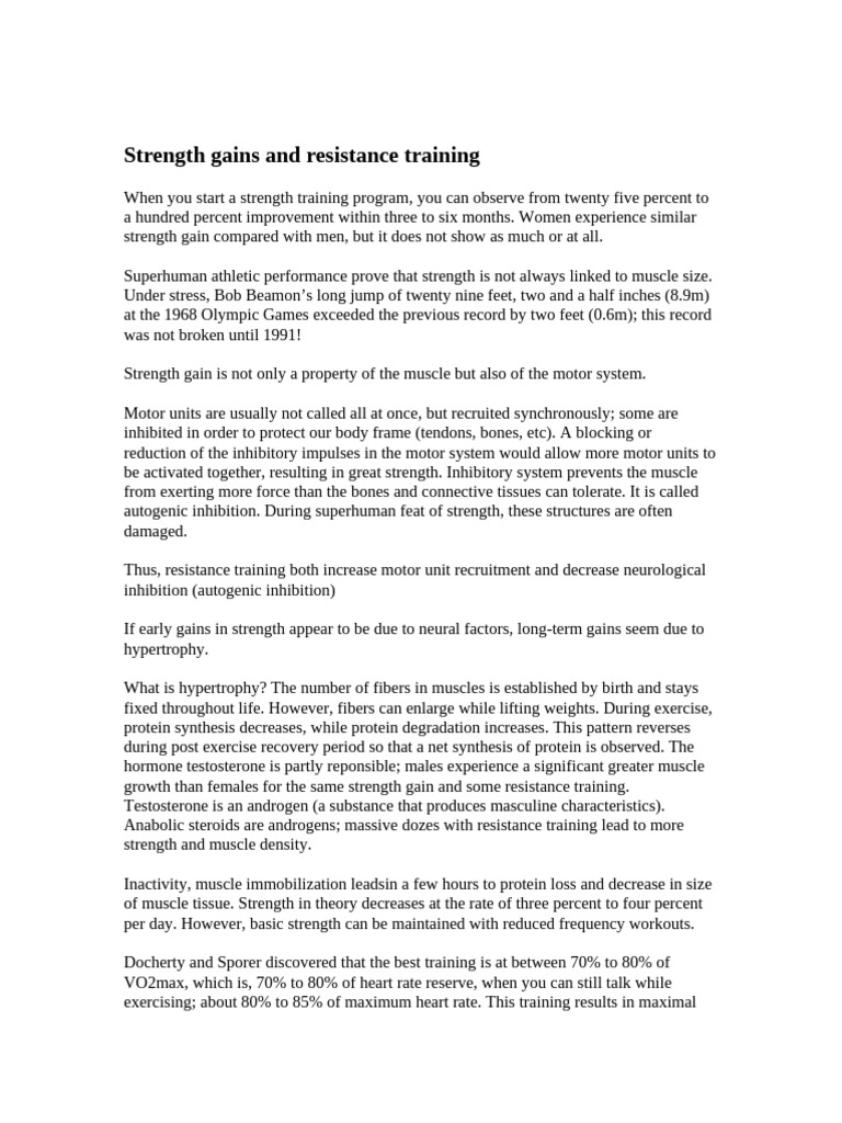 Strength Gains and Resistance Training | PDF | Strength Training ...