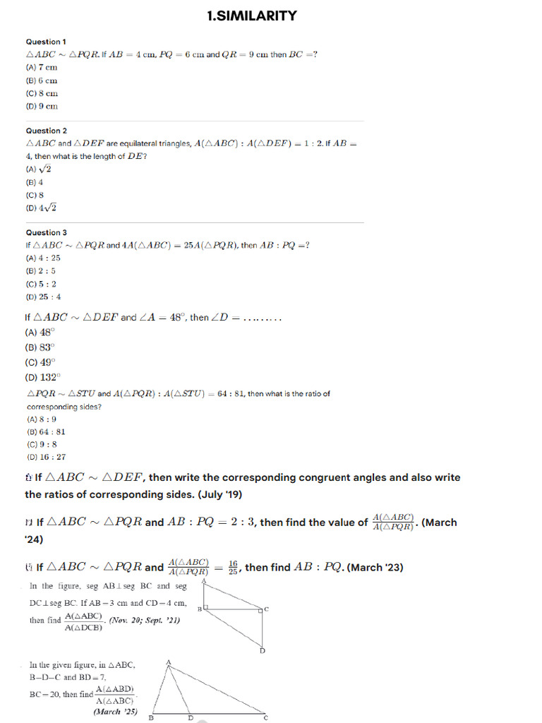 10th Geometry PYQ-S | PDF