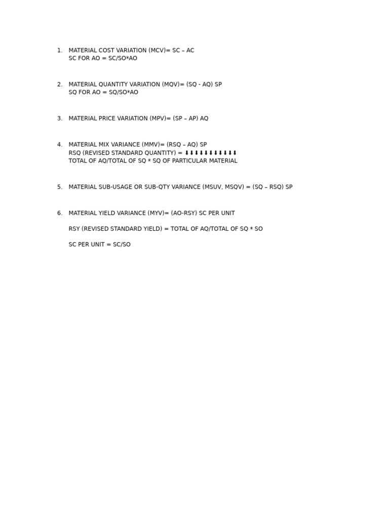 Material Cost Variation | PDF