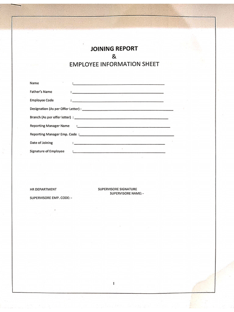 Joining Form-1-6 & Employee Data Form (NEW) | PDF
