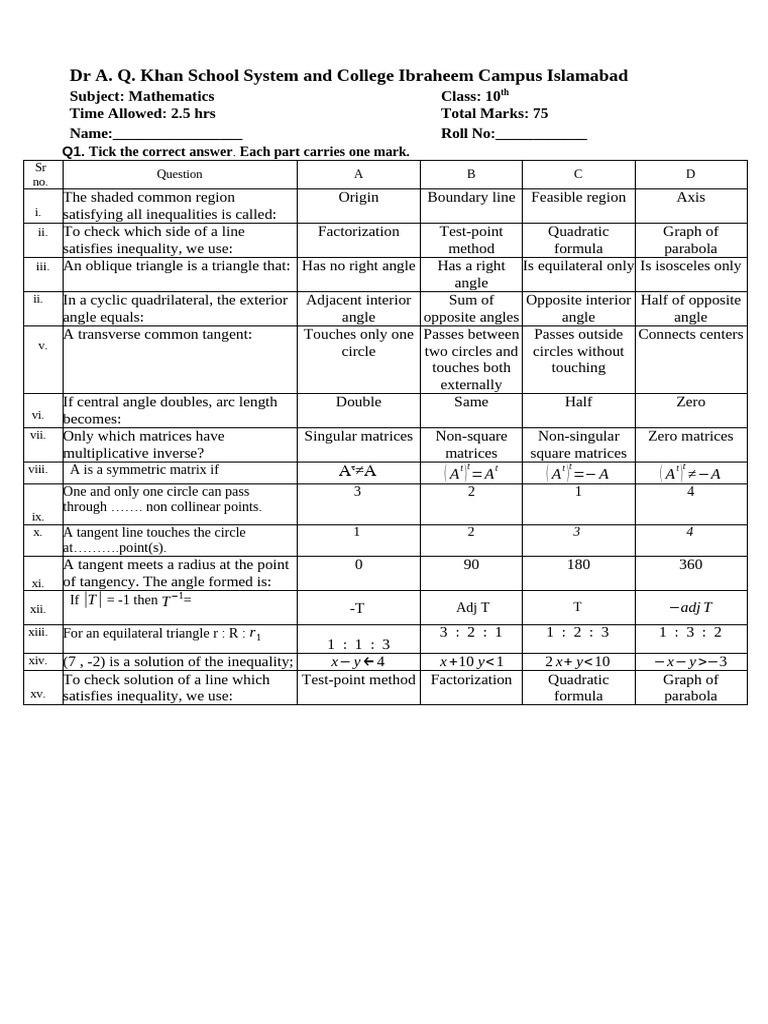 Math Class 10th 2nd Half | PDF | Circle | Angle