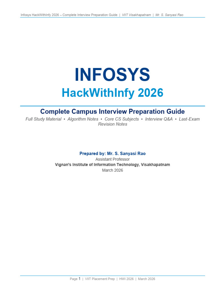 INFOSYS HackWithInfy 2026 Complete Material | PDF | Queue (Abstract ...