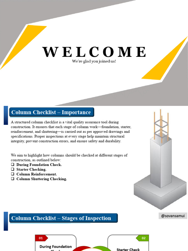 Column Checklist - Column Inspection | PDF | Column | Concrete