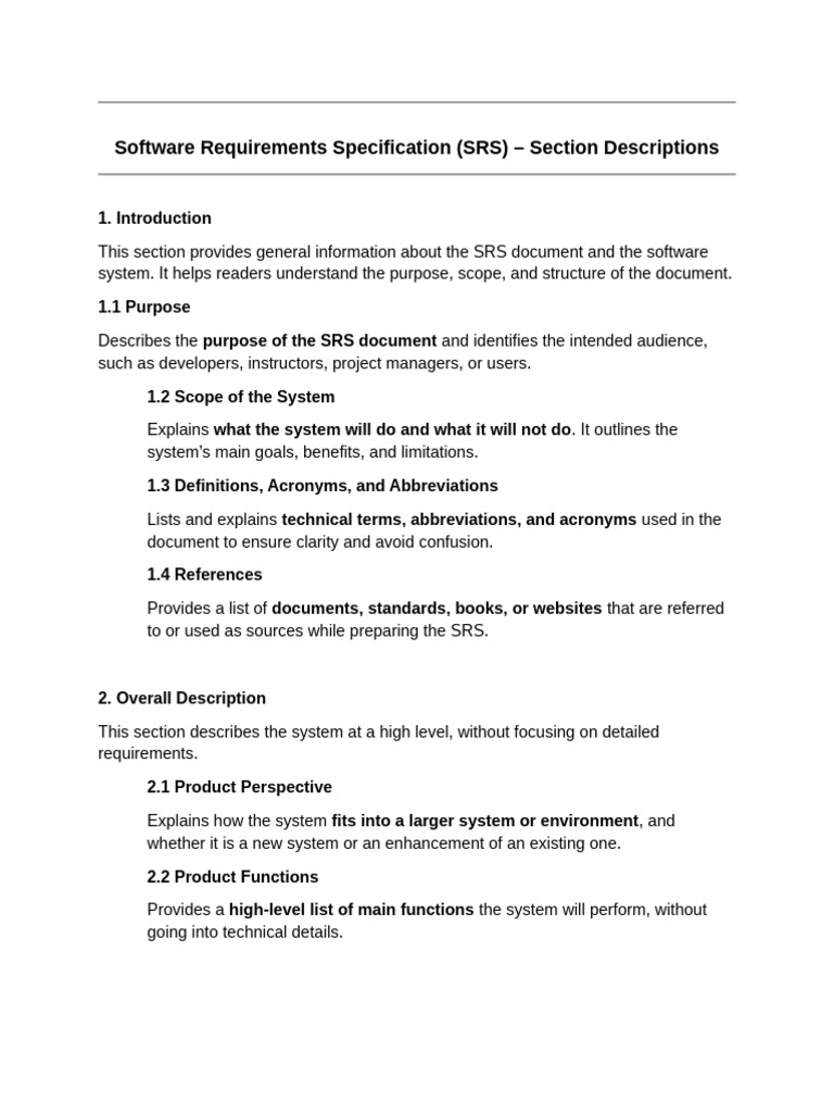 Outline Software Requirements Specification | PDF | System | Software
