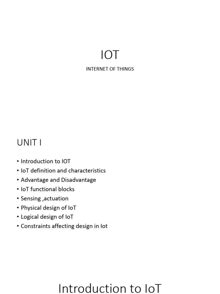 Iot Unit 1 | PDF