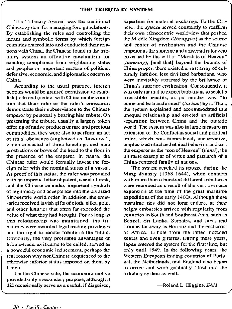 The Tributary System | PDF
