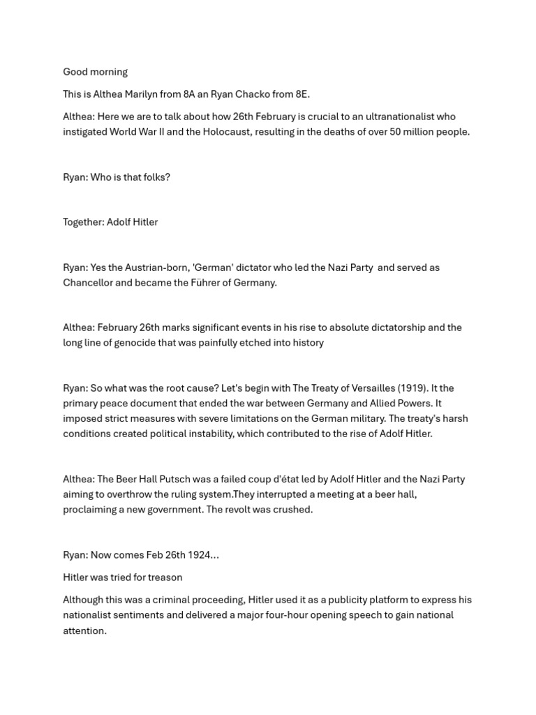 Adolf Hitler Speech For Assembly | PDF