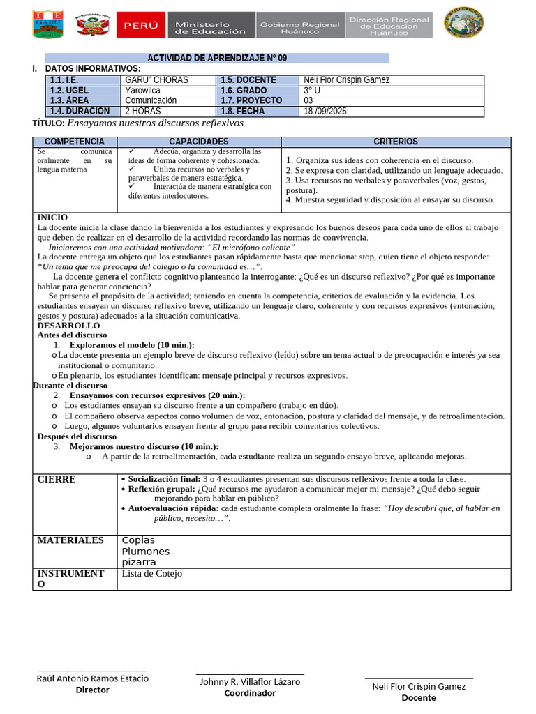 ACTIVIDAD DE APRENDIZAJE #09 Proy 3 Del 3° U | PDF | Aprendizaje ...
