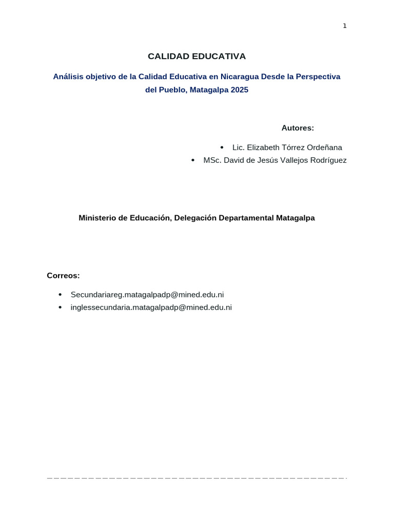 Calidad Educativa en Nicaragua | PDF | Plan de estudios | Enseñando