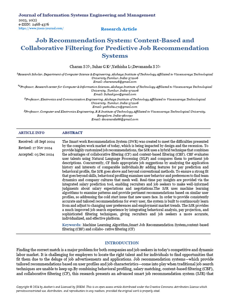 Job Recommendation System Content-Based and Collab | PDF | Information ...