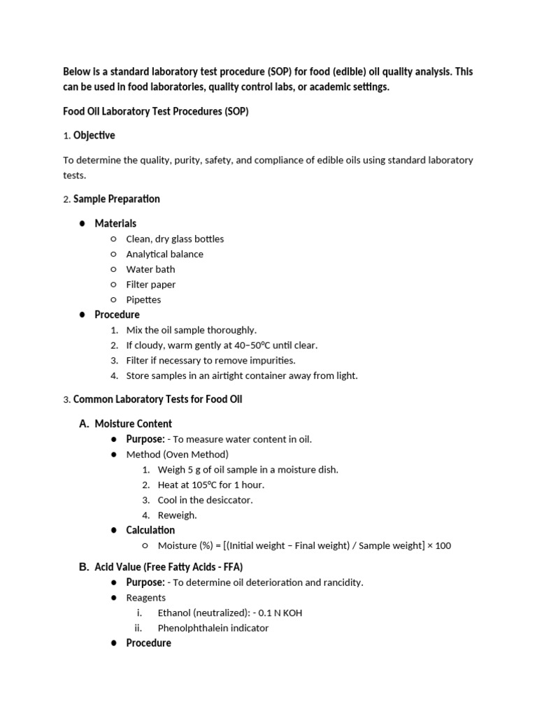 Food Oil Testing Procedure | PDF | Chemical Substances | Chemistry