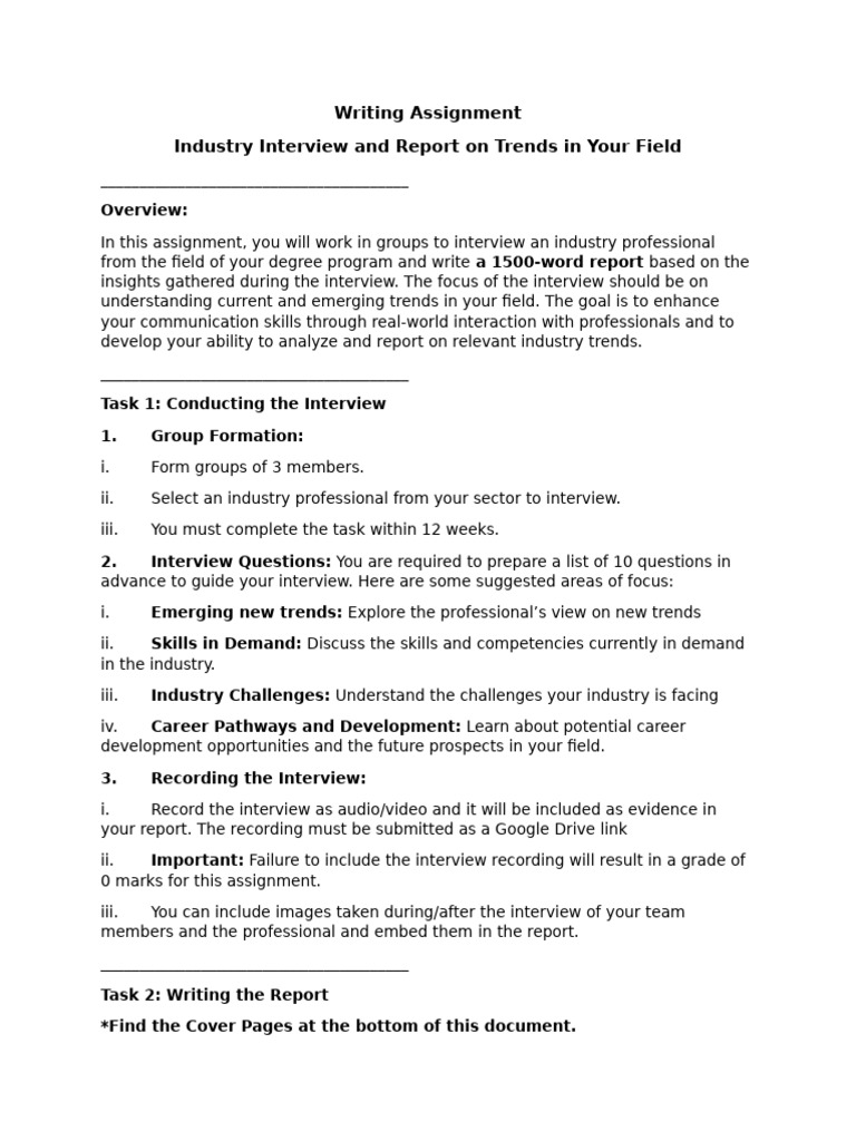 Business English II Writing Assignment Industrial Interview | PDF ...