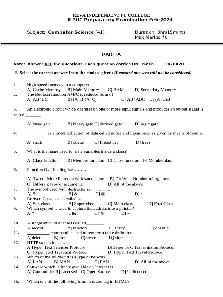 2 Pu Prep QP | PDF | Computer Programming | Computer Science