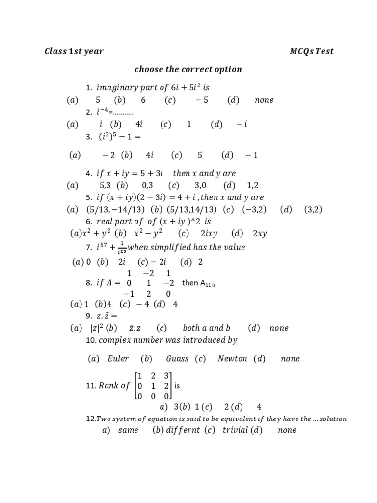 Class 1st Year | PDF