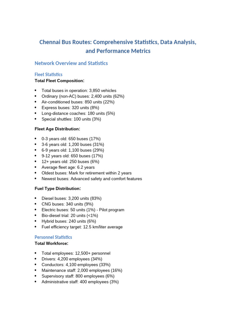 Bus Routes 9 Statistics | PDF | Bus | Vehicles