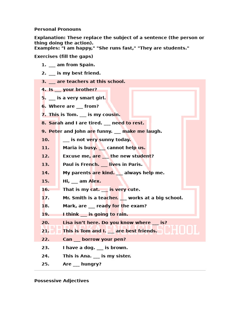 Poss, Object and Personal | PDF | Grammar | Linguistics