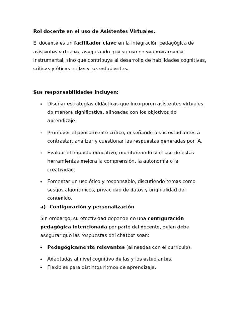 Rol docente en el uso de Asistentes Virtuales M2 | PDF | Inteligencia ...