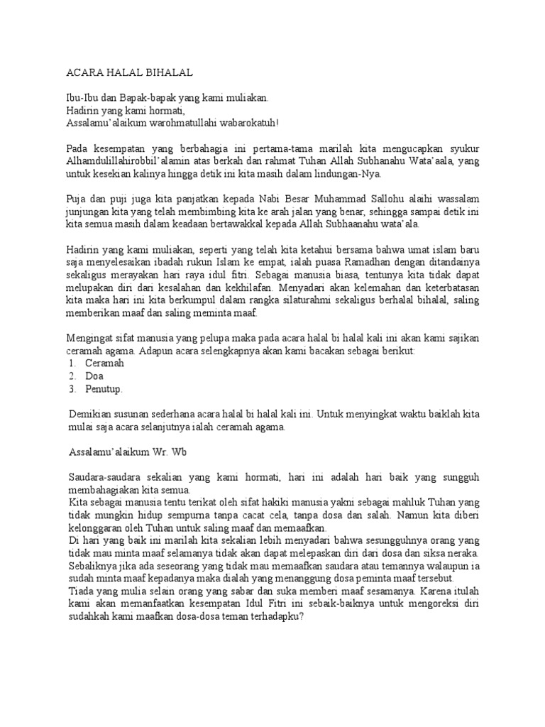 Kumpulan Teks Sambutan Acara Halal Bihalal Kumpulan Referensi Teks Pidato