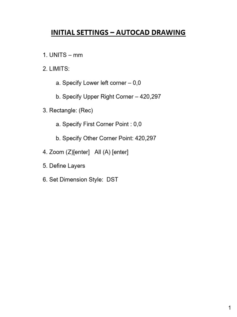 Autocad Drawing - Initial Settings | PDF
