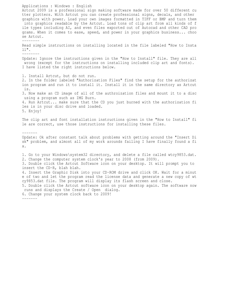 Artcut 2009 graphic disc software download windows 10
