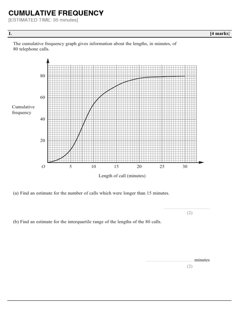 Cumulative Frequency Questions | PDF