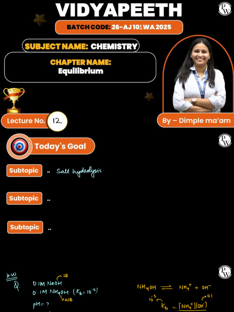 Lec-11 Equilibrium Chemistry Dimple Mam 15-11-2025 PDF | PDF
