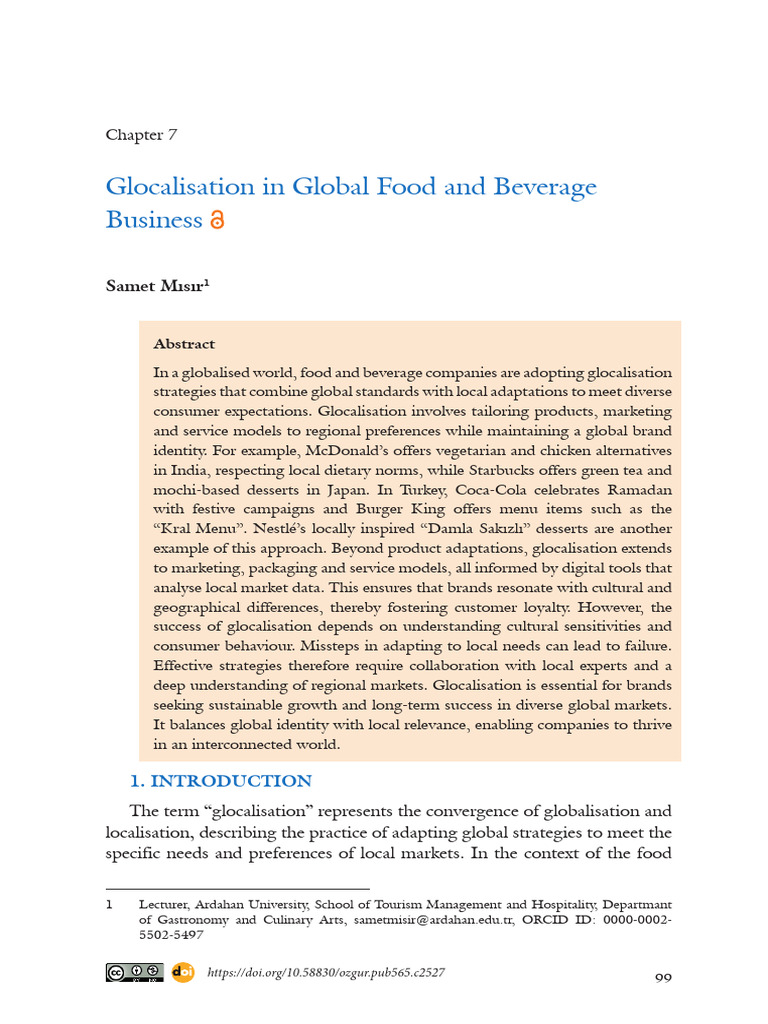 Glocalisation in Global Food and Beverage | PDF | Brand | Globalization