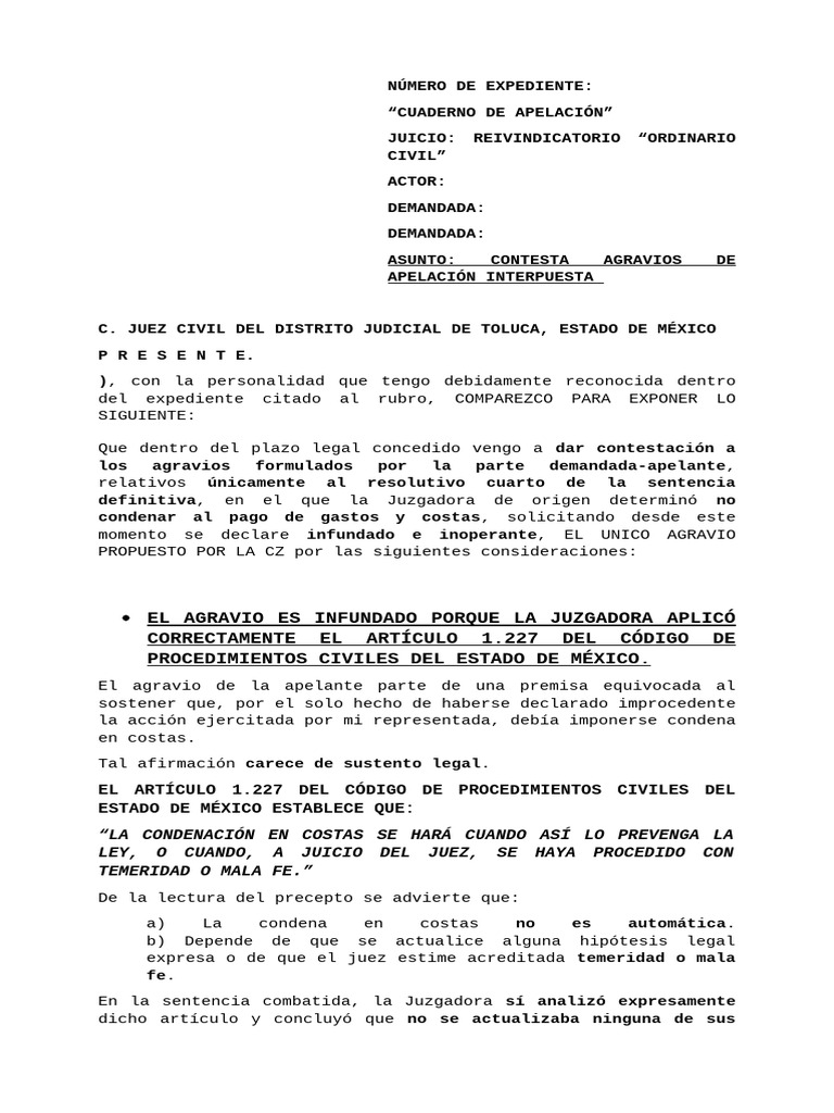 1132.2024 Contesta Agravios Apelación | PDF | Sentencia (ley) | Ley ...