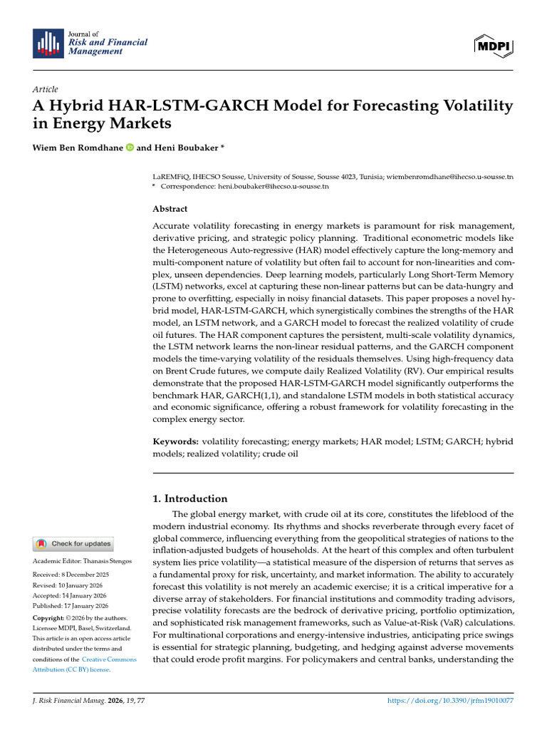 A Hybrid HAR-LSTM-GARCH Model For Forecasting Vola | PDF | Volatility ...