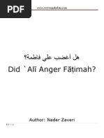 Did Ali Anger Fatimah