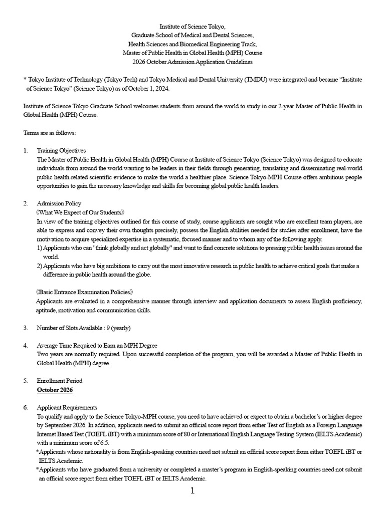 2026 Autumn Admission Application Guidelines | PDF | Science | Test Of ...