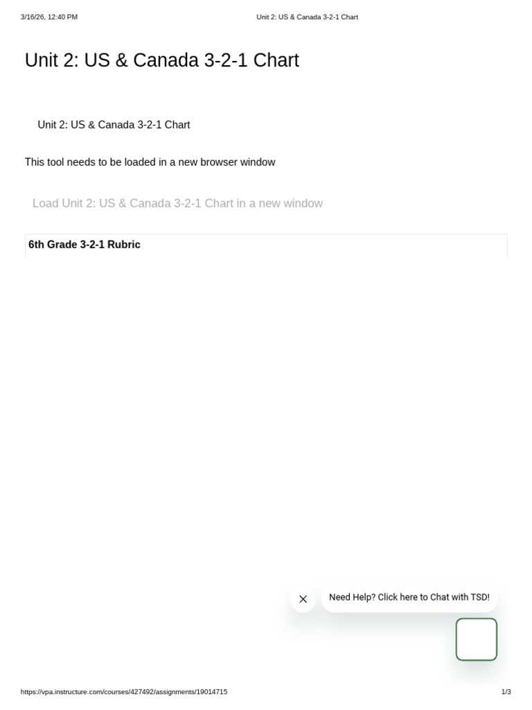 Unit 2 - US & Canada 3-2-1 Chart | PDF