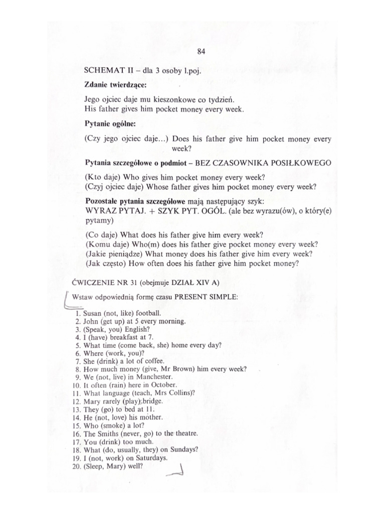 Present Simple.homework.siuda | PDF