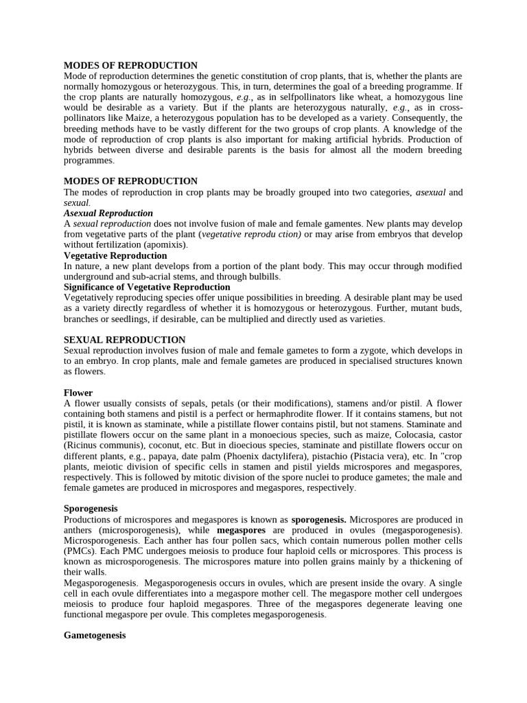 Modes of Reproduction | PDF | Flowers | Botany