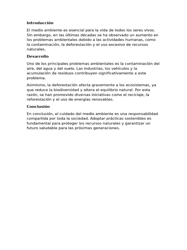 El Cuidado Del Medio Ambiente | PDF