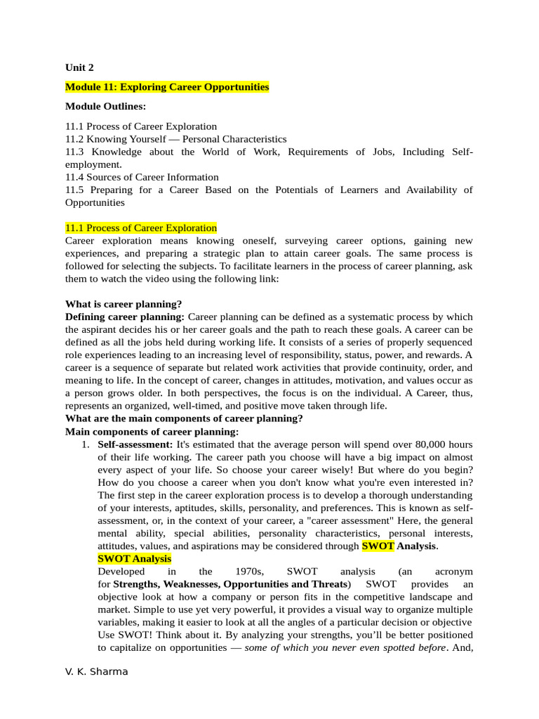 Notes PS Unit 2, Module 11 | PDF | Swot Analysis | Attitude (Psychology)