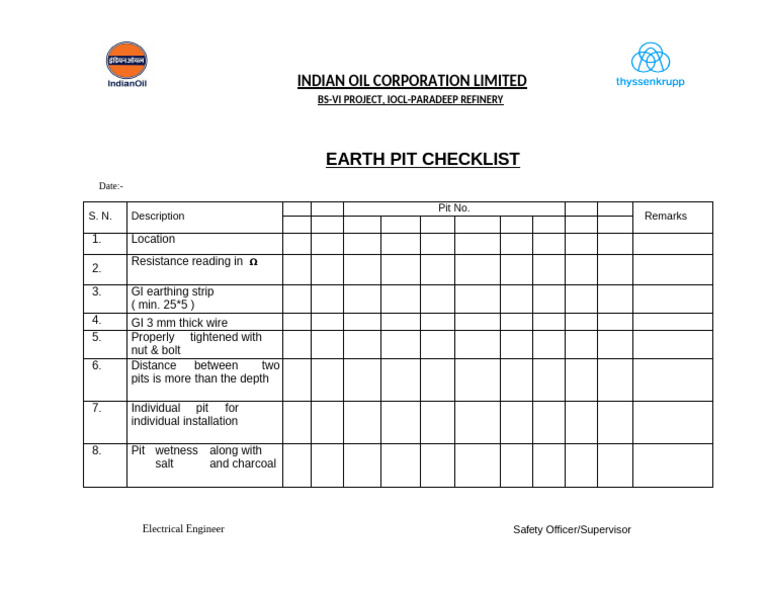 Earth Pit Inspection | PDF