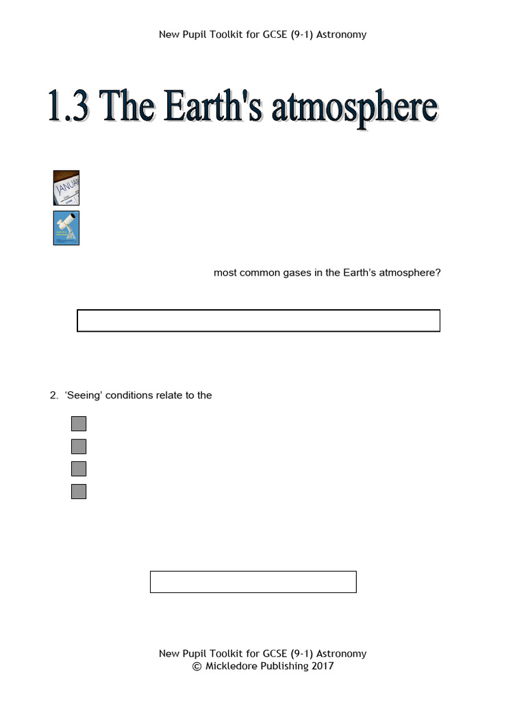 1.3 The Earth - S Atmosphere | PDF | Atmosphere Of Earth | Atmosphere