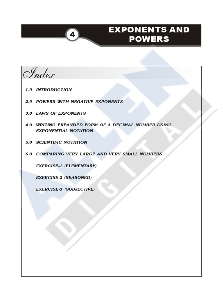 Maths Exponents and Powers CBSE | PDF | Exponentiation | Mathematics
