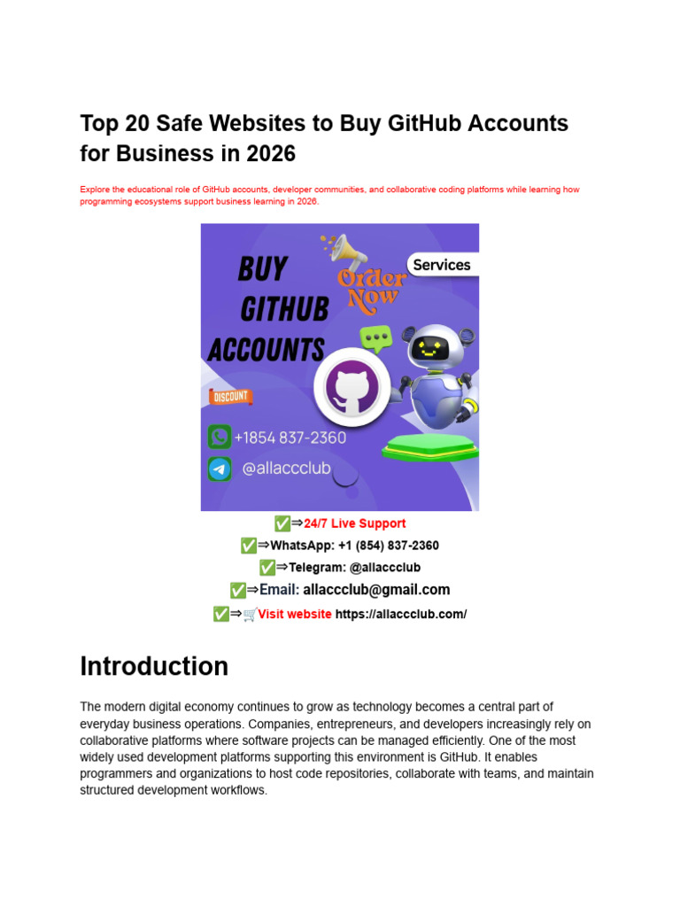 Top 20 Safe Websites To Buy GitHub Accounts For Business in 2026 | PDF ...