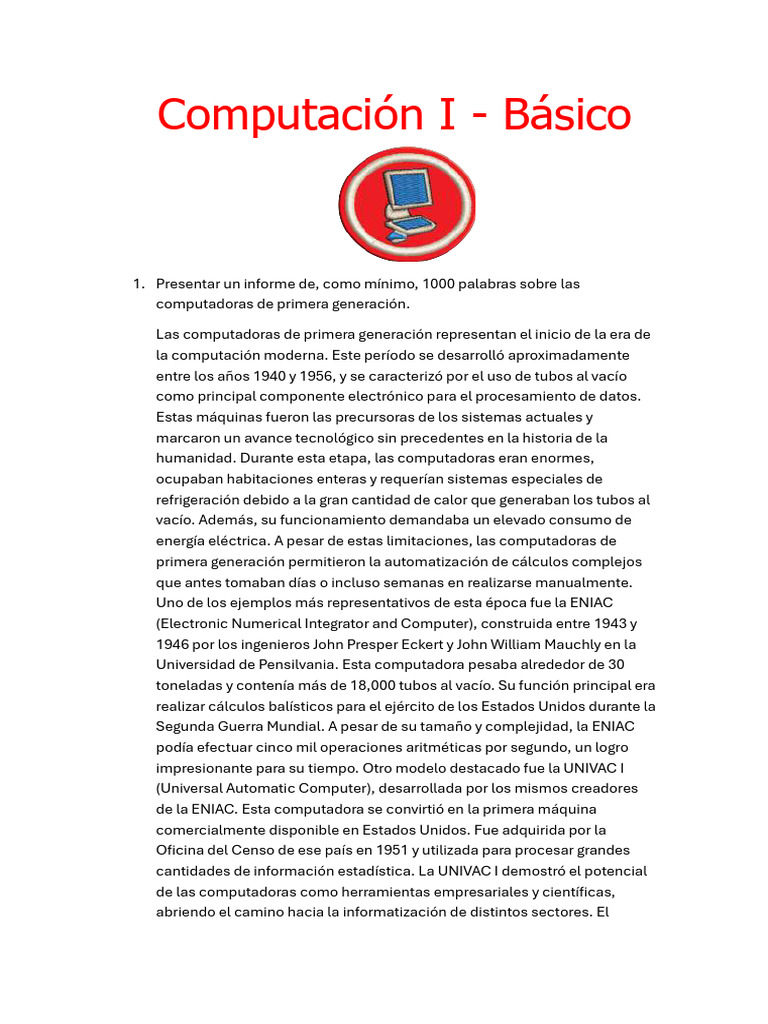 Computación I - Básico | PDF | Hardware de la computadora | Informática