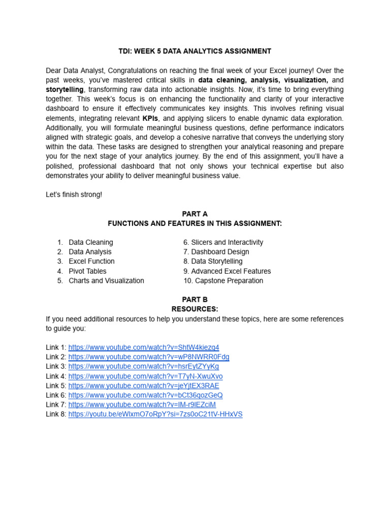 Tdi Excel Project Week 5 | PDF | Performance Indicator | Data Analysis
