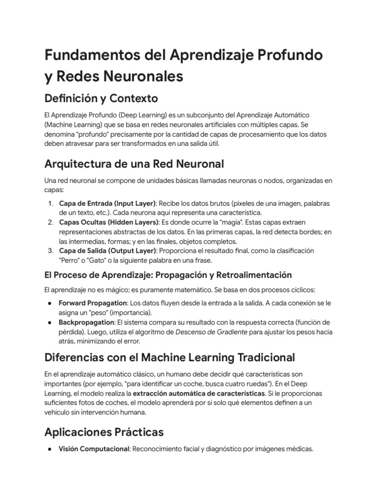 Fundamentos Del Aprendizaje Profundo y Redes Neuronales | PDF ...
