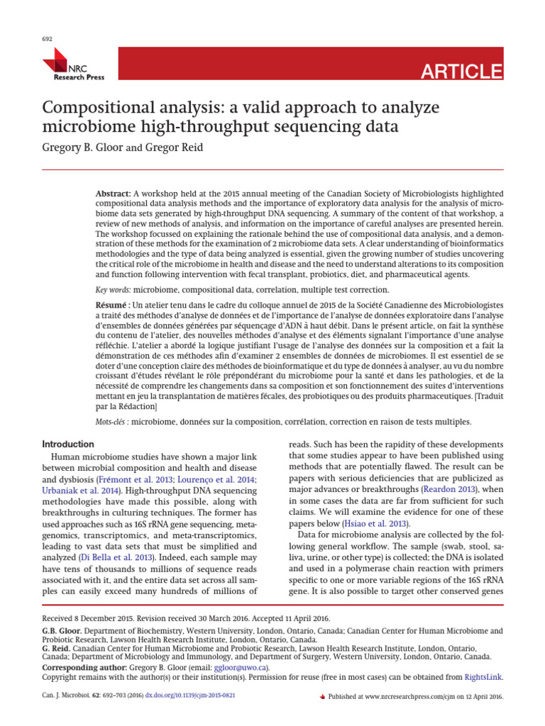 Gloor Reid 2016 Compositional Analysis A Valid Approach To Analyze ...