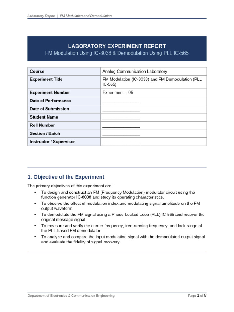 FM Lab Report | PDF | Frequency Modulation | Detector (Radio)