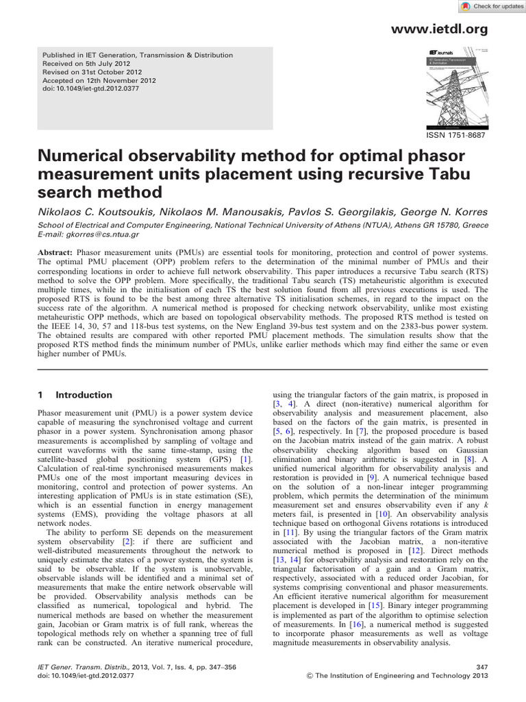 0000 IET Generation Trans Dist - 2013 - Koutsoukis - Numerical ...