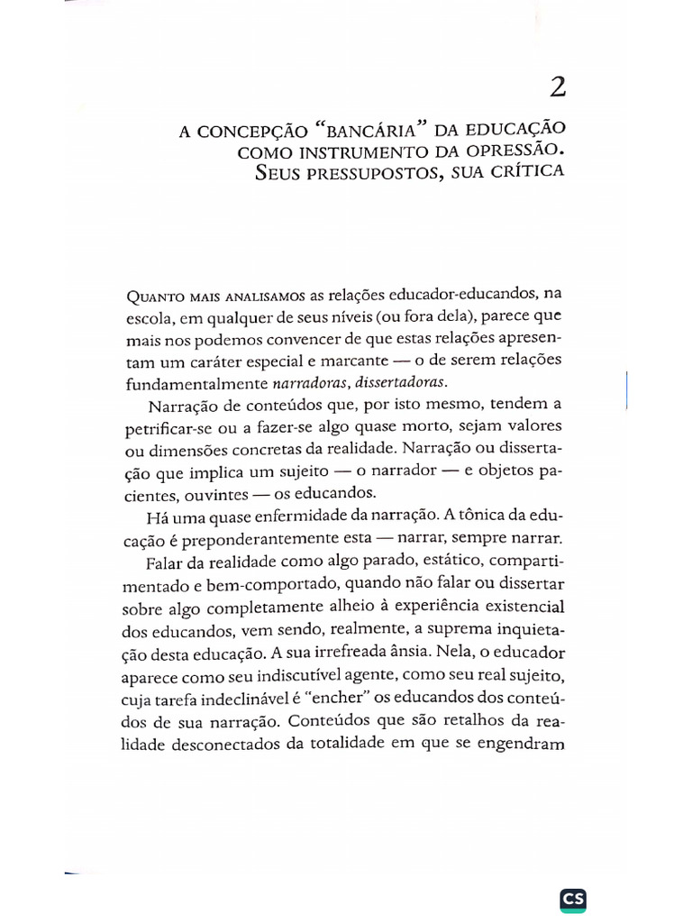 FREIRE Excerto Pedagogia Do Oprimido | PDF