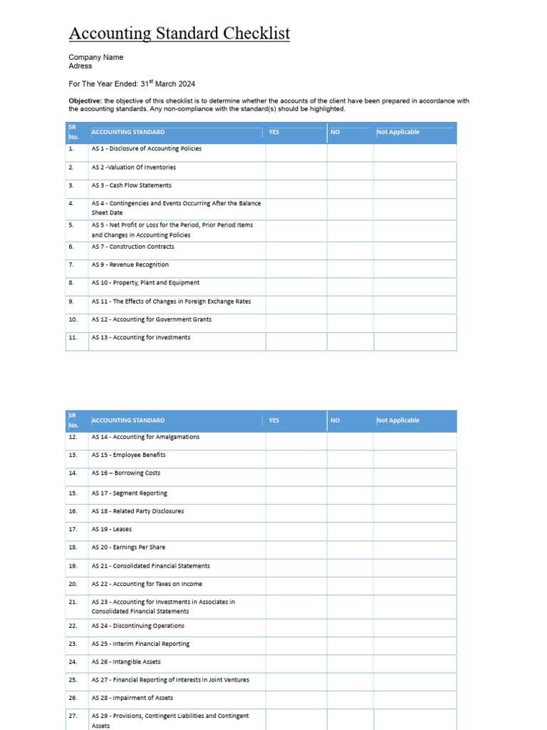As Checklist1 | PDF
