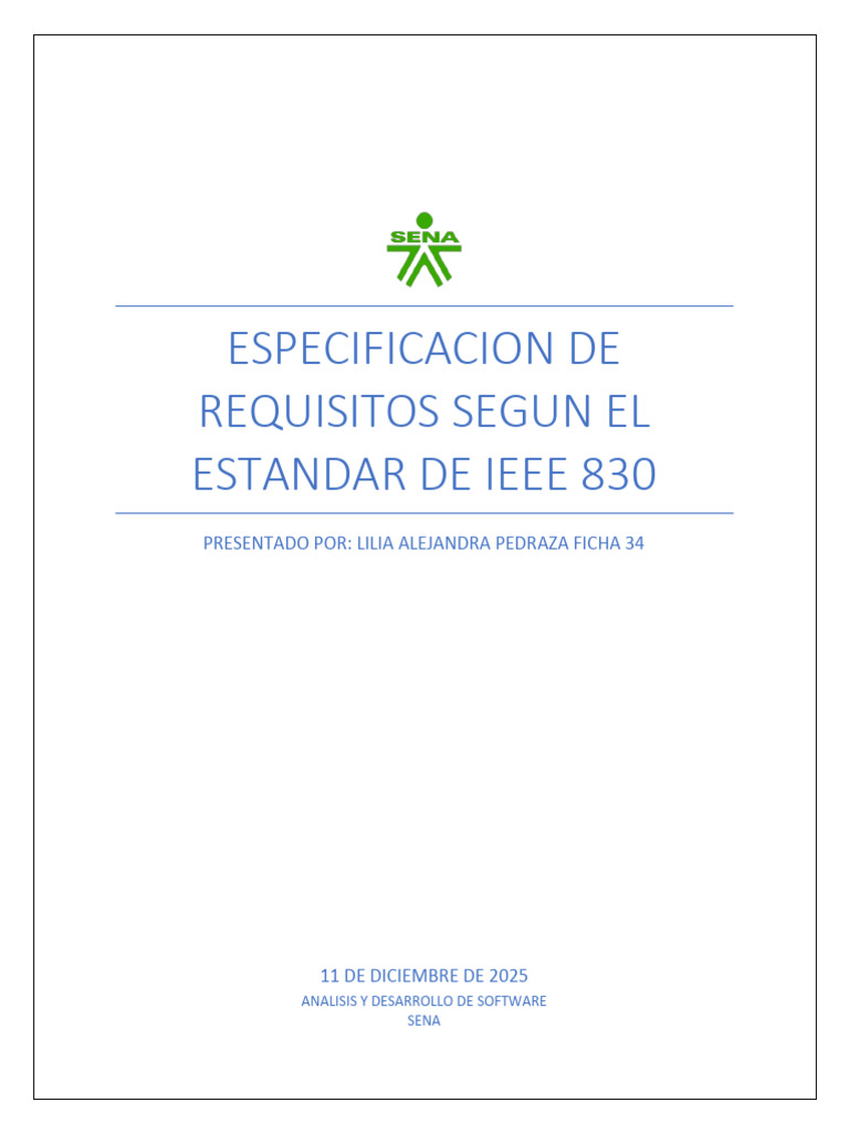EspeciFIcacion de Requisitos Segun El Estandar de IEEE 830 | PDF ...