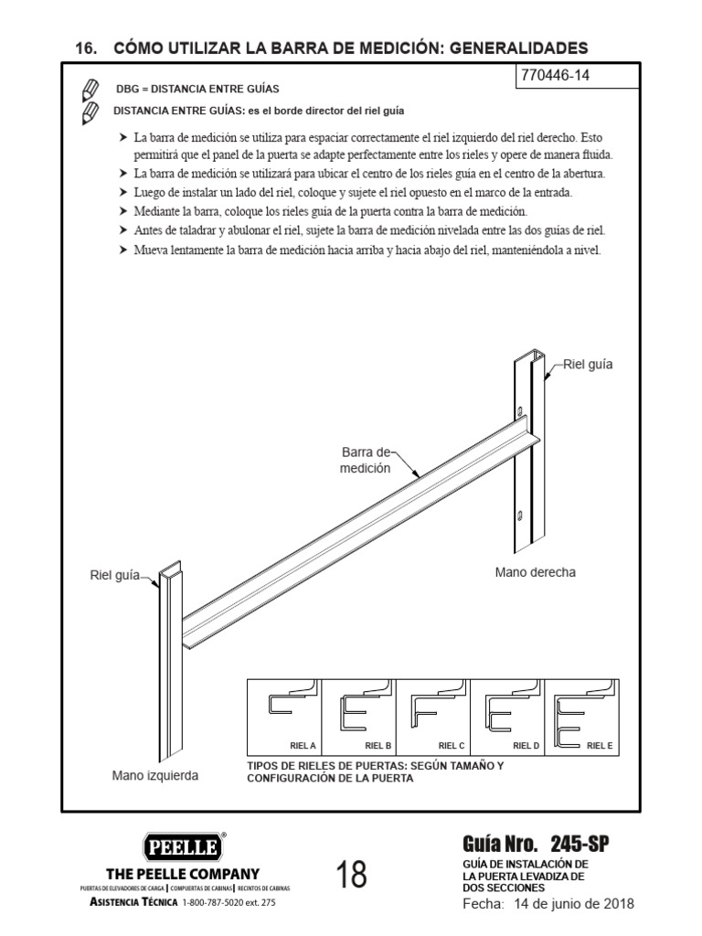 245 SP 2 Section Slide Up Door Installation Guide Spanish 22 24 | PDF